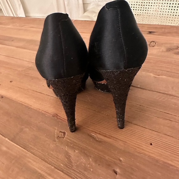 Betsey Johnson Black Sequin Platform Heels - Picture 5 of 7